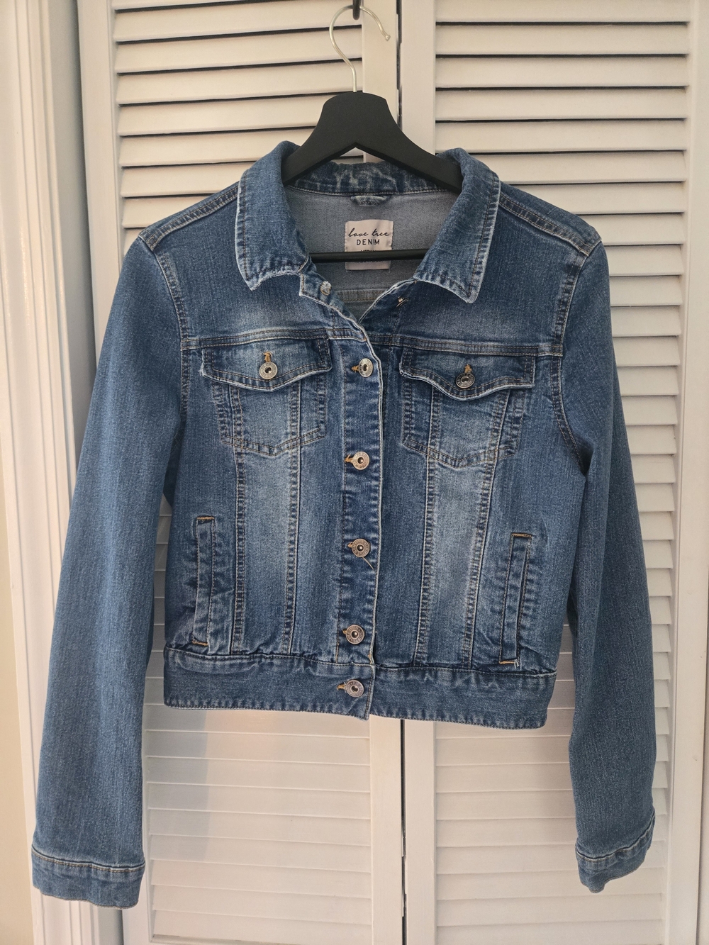 Love Tree Medium Blue Denim Jacket with Button Front